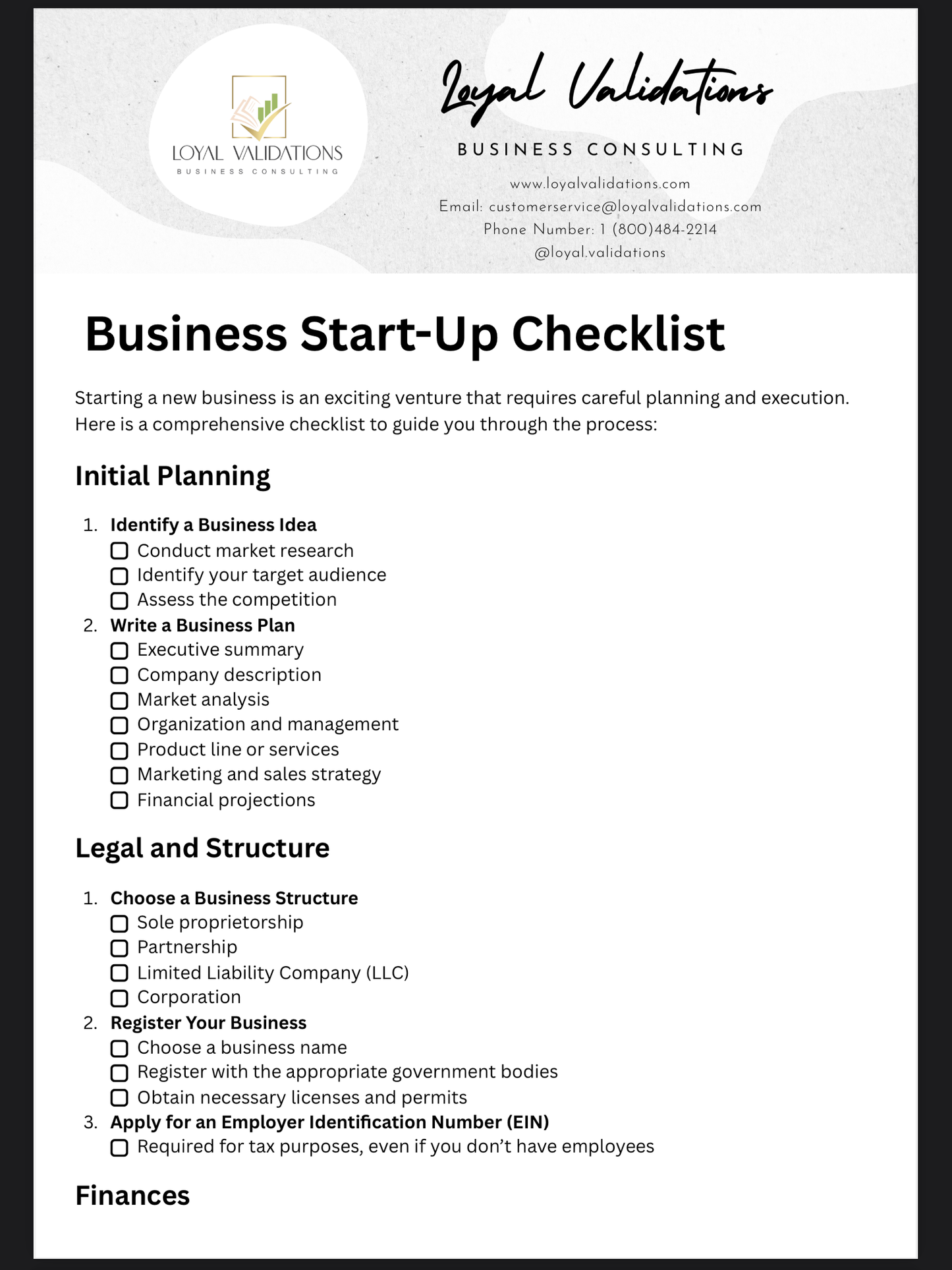 Business Start-Up Checklist (Free)