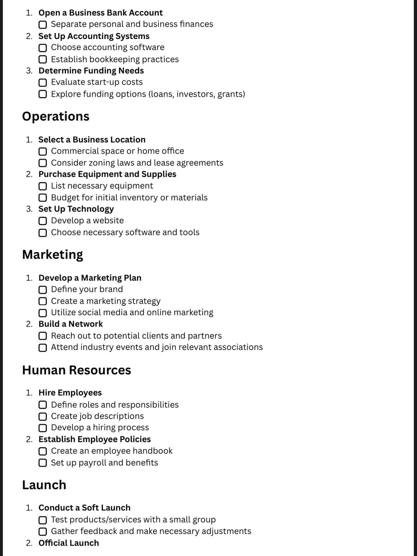 Business Start-Up Checklist (Free)