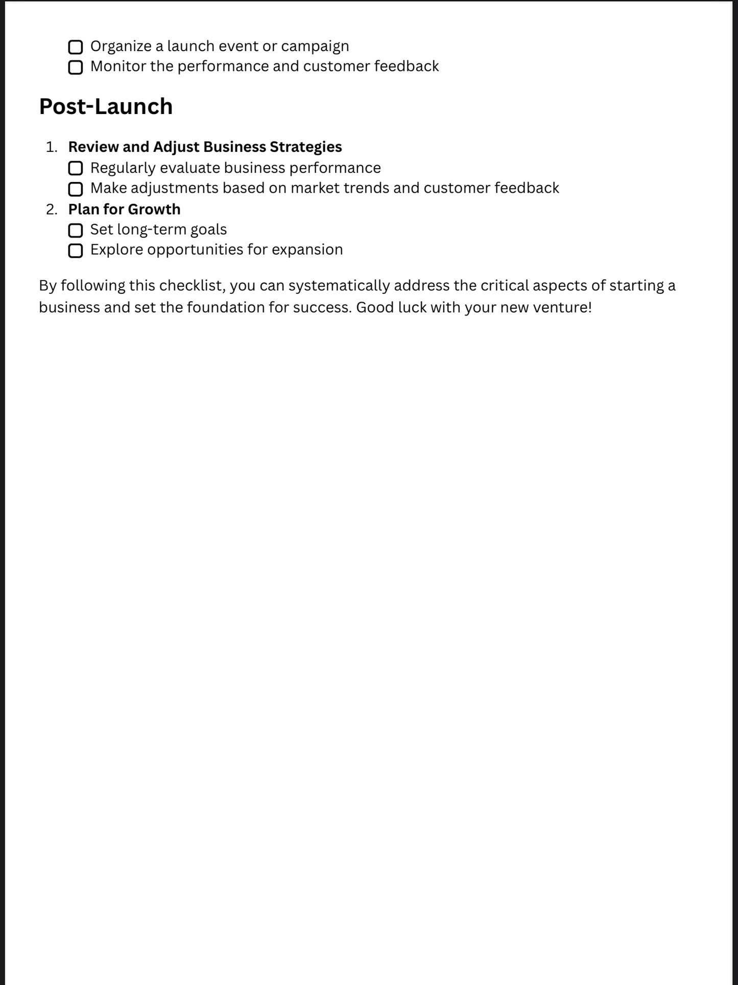 Business Start-Up Checklist (Free)